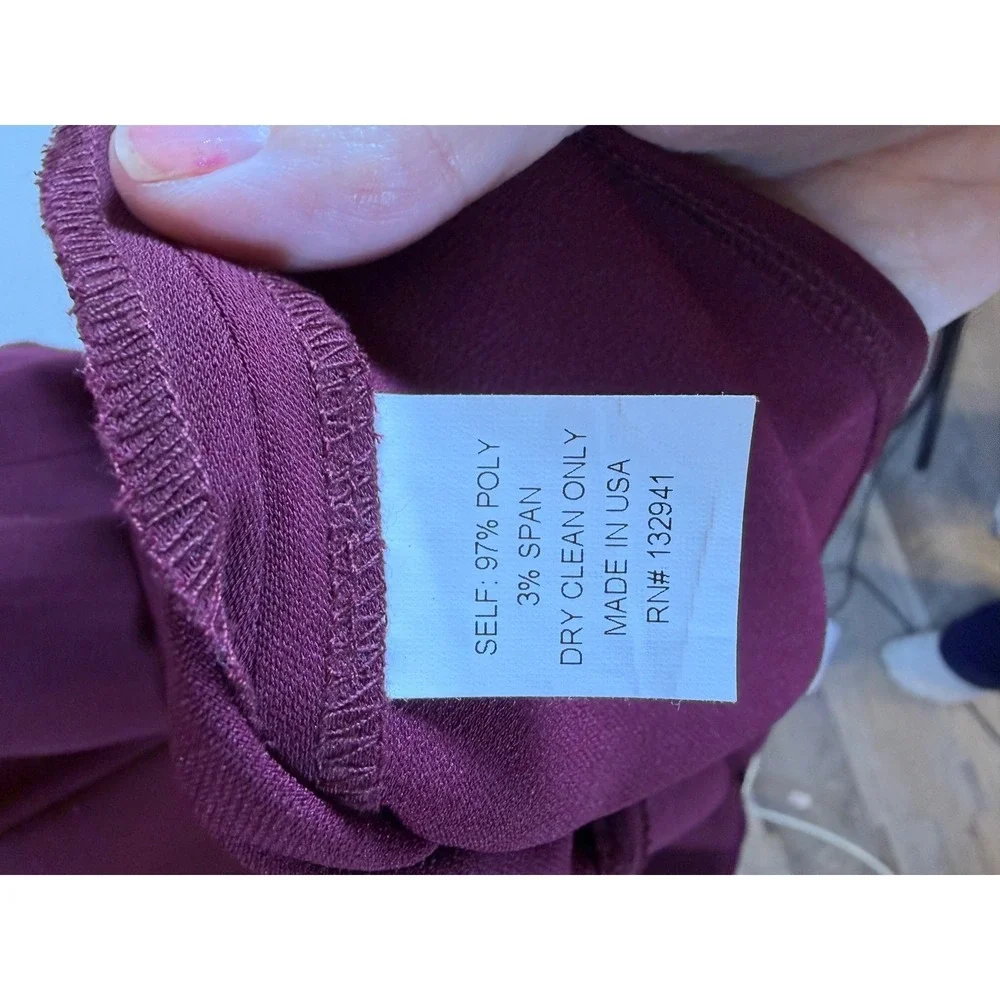 Amanda Uprichard Womens Shift Dress V-Neck 3/4 Sleeve Burgundy Size L